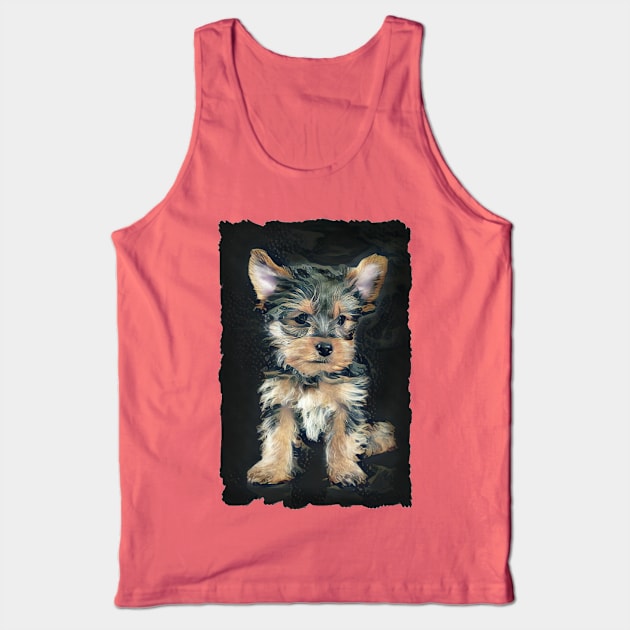 Yorkshire Terrier Puppy Digital Painting Tank Top by PhotoArts